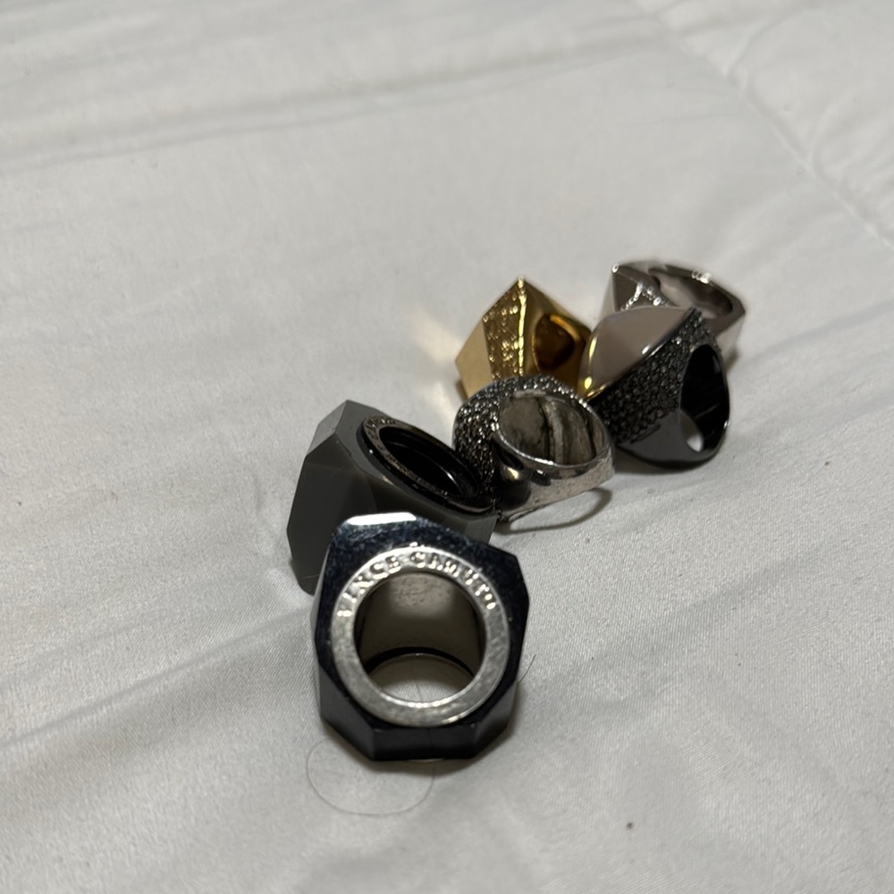 6 Vince Camuto Geometric Rings in Black, Gold, and Silver
